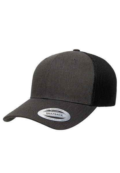 Bandit Cheap Custom Hat Affordable Yupoong Mens Adjustable Trucker Hat Dark Heather Grey