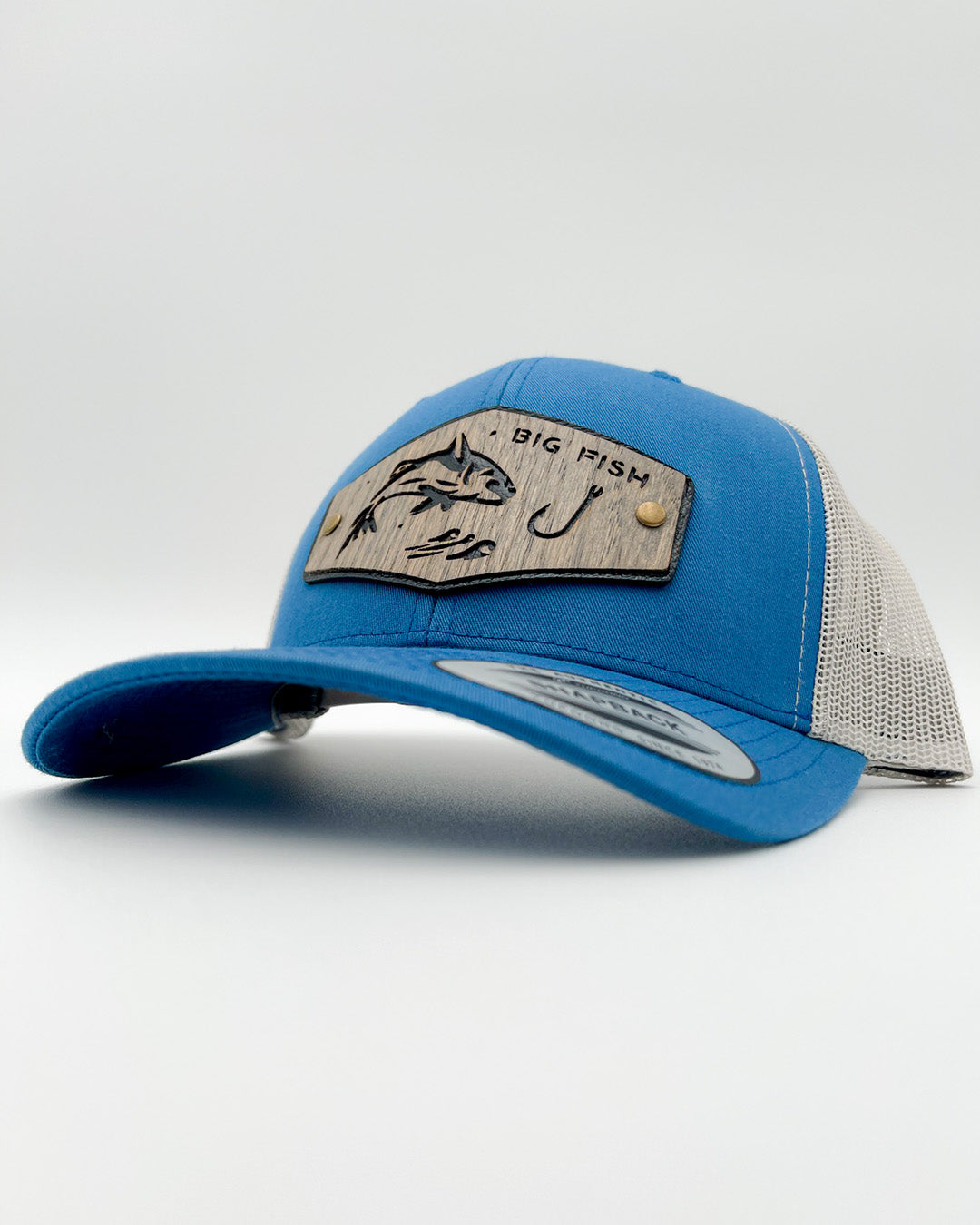 Affordable Custom Hats Big Fish Real Wood Patch Hat Retro Trucker Mesh Cap Cheap Custom Logo Caps