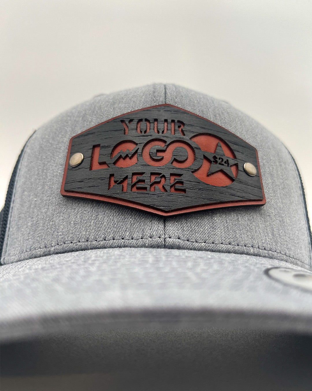 Cheap Caps Affordable Custom Hats Custom Leather Patch Hat with Your Logo Real Wood Retro Trucker Mesh Cap