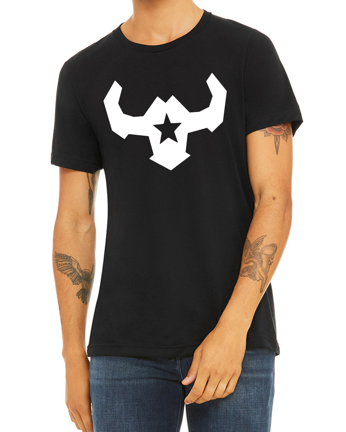 Original VQRO Bull Chest Emblem Black T-Shirt Affordable Custom Apparel