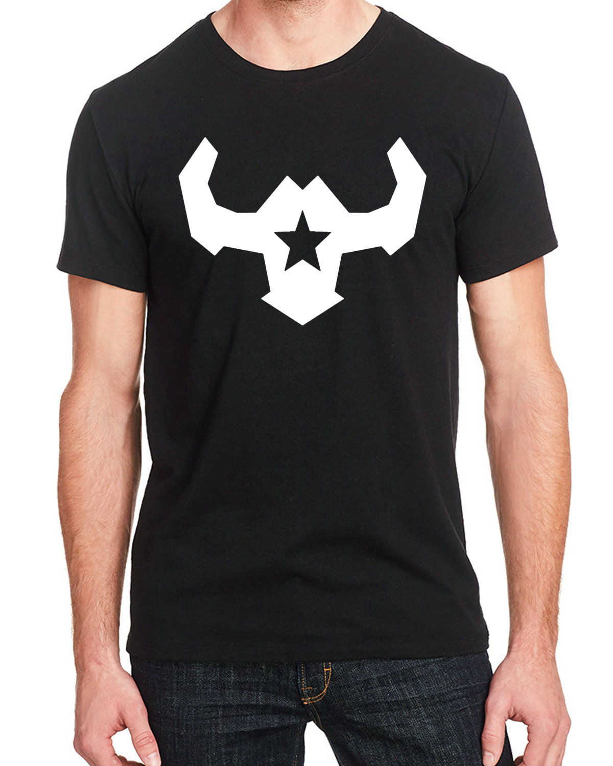 Original VQRO Bull Chest Emblem Black T-Shirt Affordable Custom Hats and Apparel
