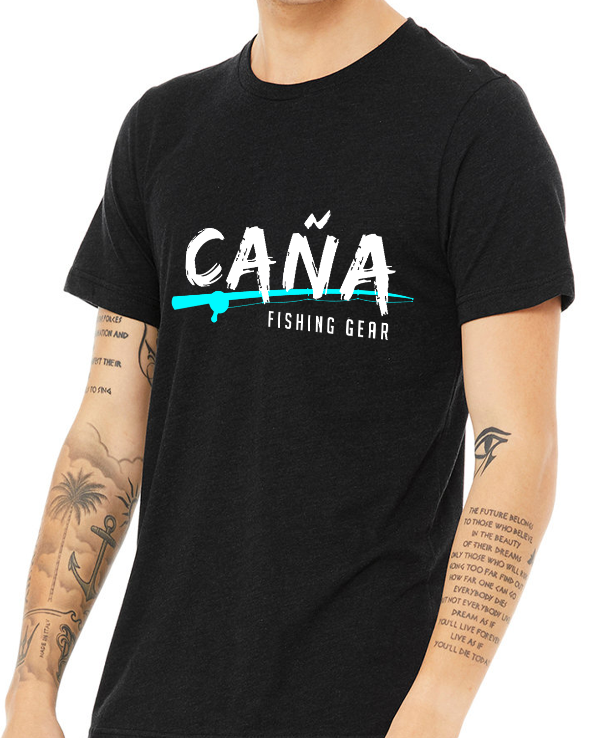 Lightweight Men's CAÑA® Black Heather T-Shirt Fishing Gear Clothes