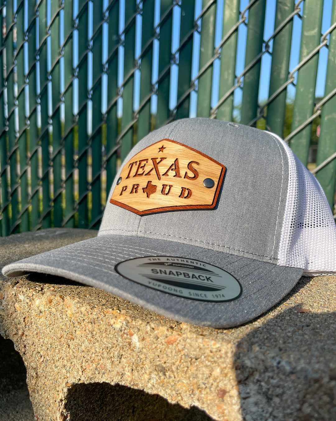 Cheap Custom Leather Patches for Hats Original Texas Proud Edition Real Wood & Leather Patch Hat Retro Trucker Mesh Cap