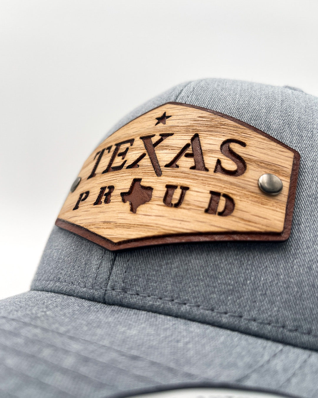 Affordable Custom Hats & Caps Original Texas Proud Edition Real Wood & Leather Patch Hat Retro Trucker Mesh Cap Custom Apparel