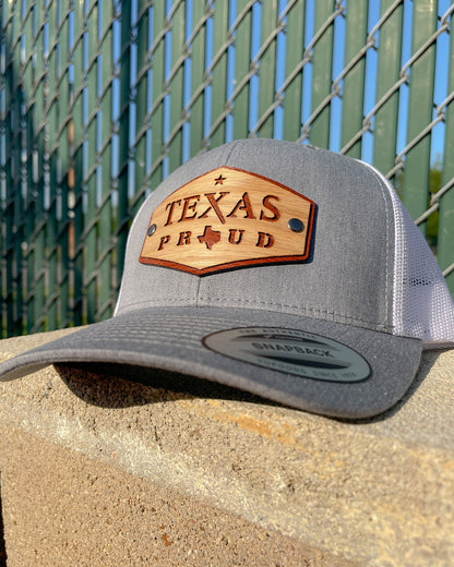 Affordable Custom Hats & Caps Original Texas Proud Edition Real Wood & Leather Patch Hat Retro Trucker Mesh Cap Affordable