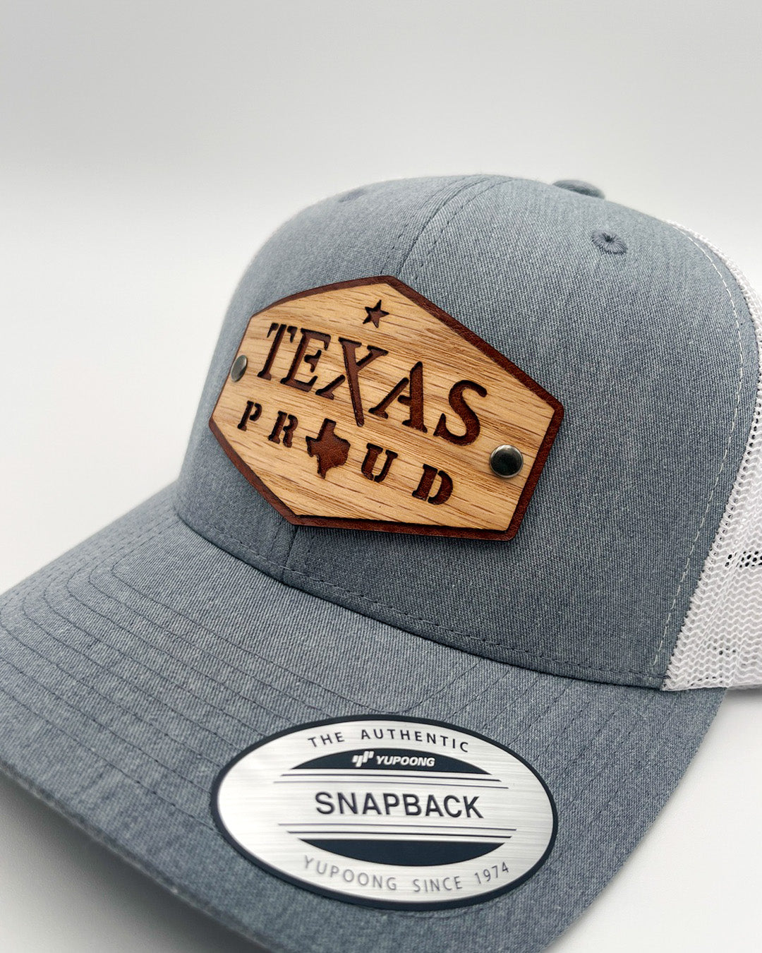 Affordable Custom Hats & Caps Original Texas Proud Edition Real Wood & Leather Patch Hat Retro Trucker Mesh Cap