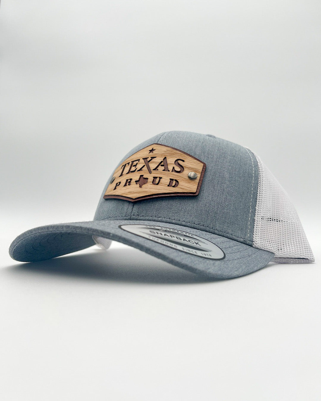 Cheap Custom Hats Original Texas Proud Edition Real Wood & Leather Patch Hat Retro Trucker Mesh Cap Yupoong FlexFit Hats