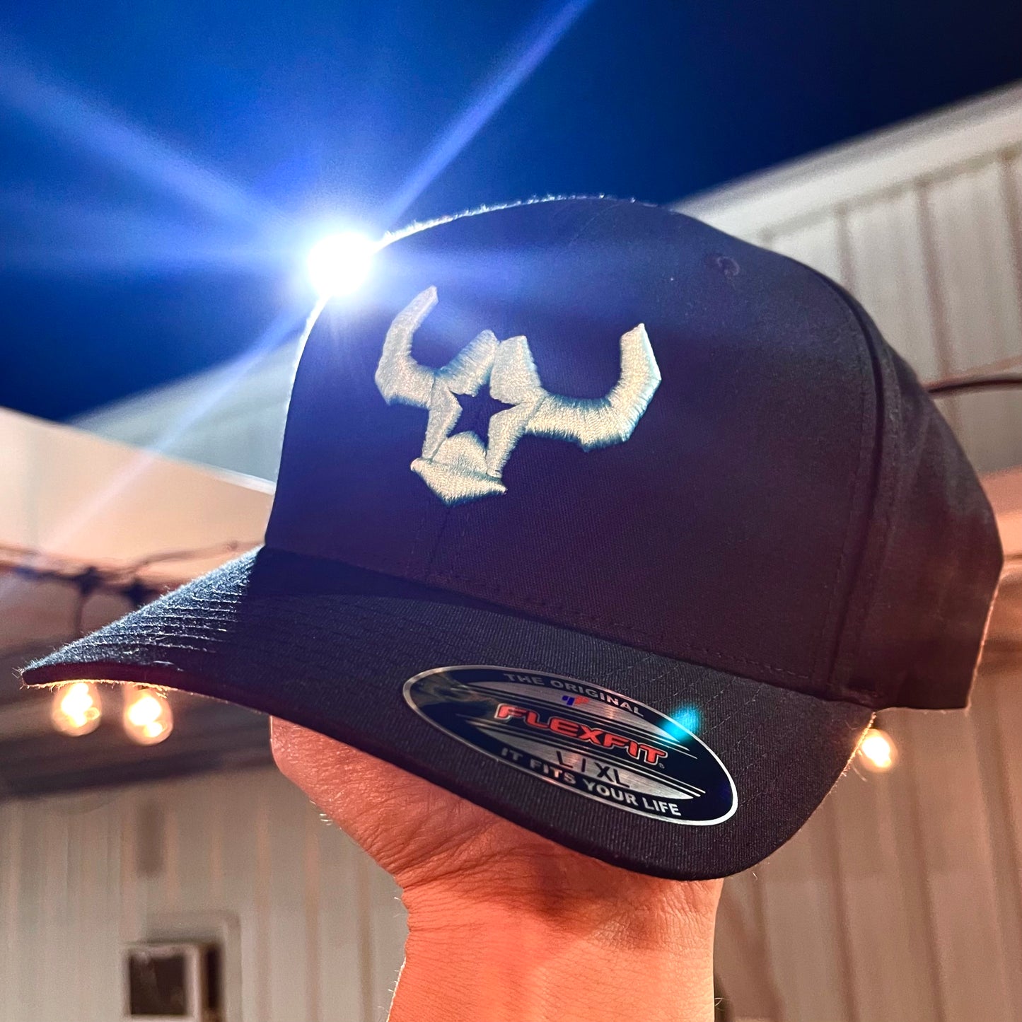 Black Hat With 3D Electric Blue Bull Retro Trucker Mesh Cap Yupoong Richardson 112 FlexFit Affordable Custom Hats