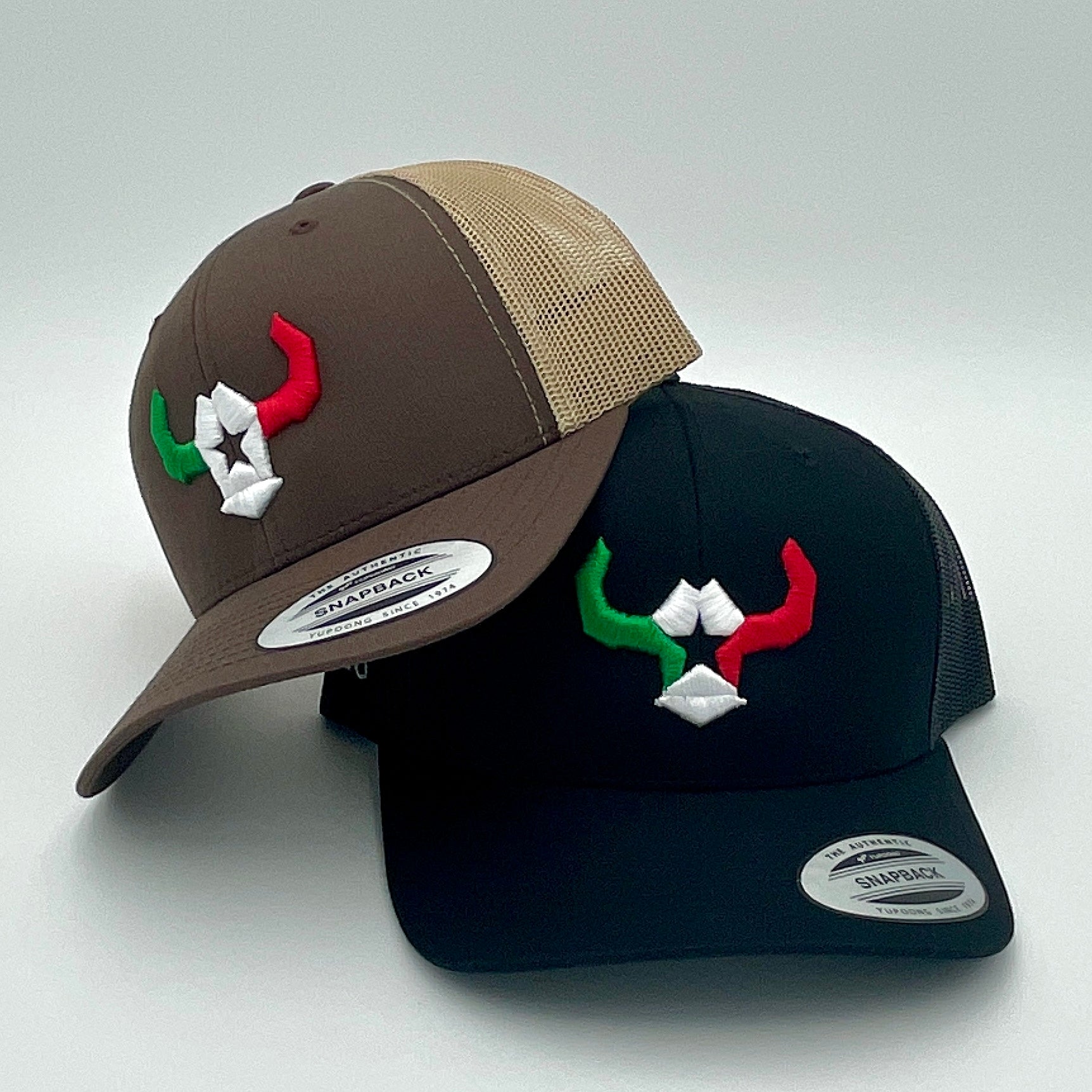 Brown Hat Tri Color Trucker Mesh Cap Yupoong Richardson112 Affordable Custom Apparel Embroidery Cheap Affordable Custom Hats & Caps