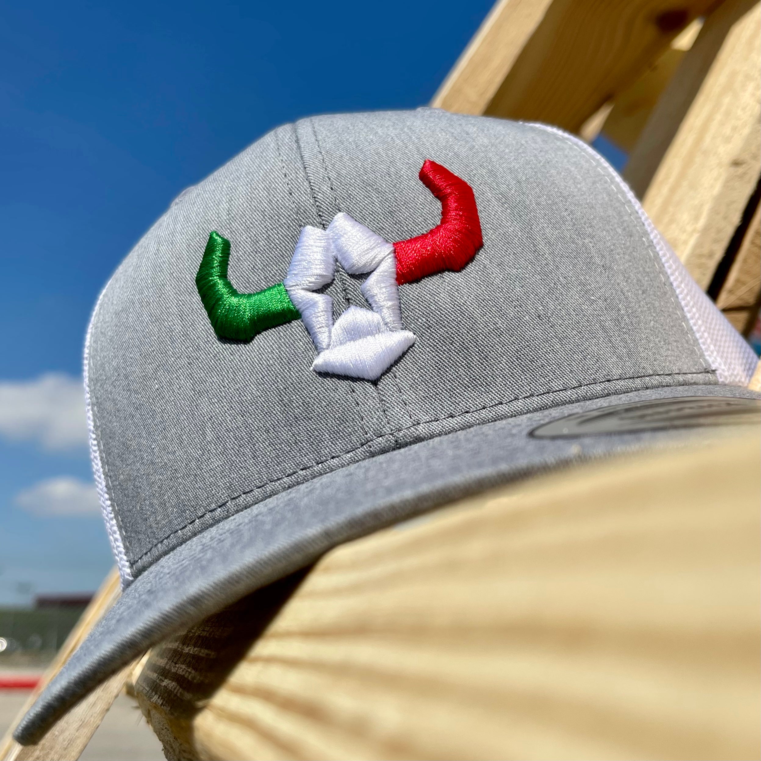 Heather Grey Tri Color Bull Retro Trucker Mesh Cap Affordable Custom Hats Yes Provide Details After Placing Order