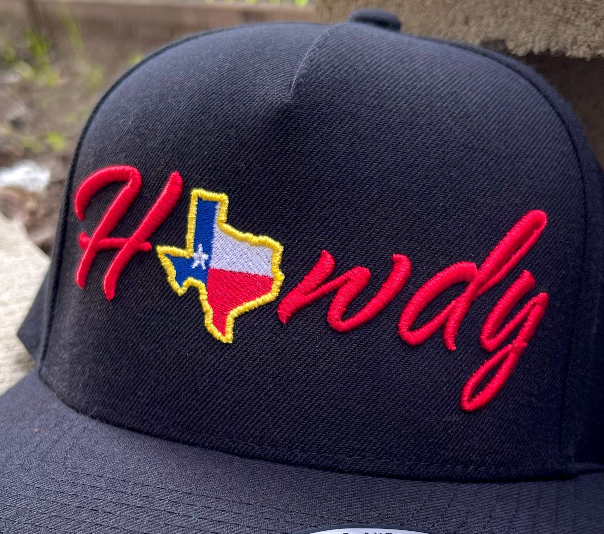 Howdy Texas Black High Profile Classic Flat Bill Snapback Yupoong 6007 Affordable Hats